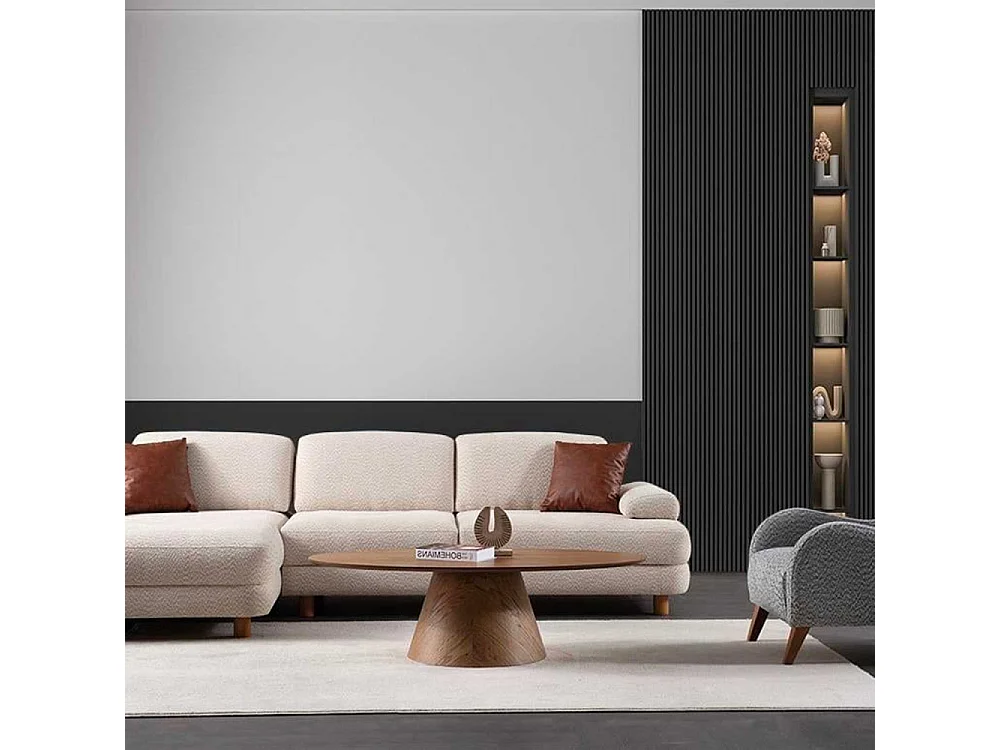 Canapé d'angle en crème tissu Nice L Angle à gauche