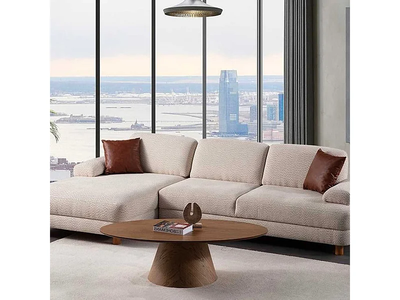 Canapé d'angle en crème tissu Nice L Angle à gauche