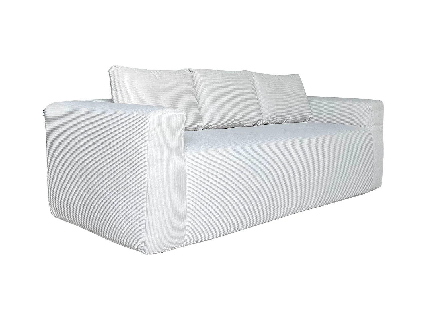 Canapé 3 places en tissu côtelé avec coussins écru