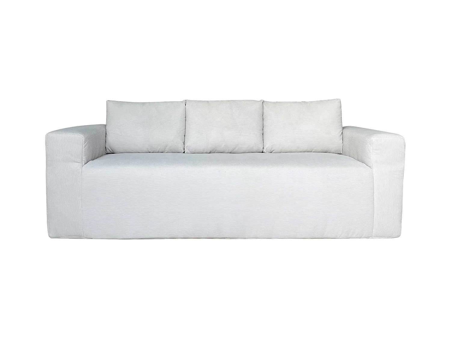 Canapé 3 places en tissu côtelé avec coussins écru
