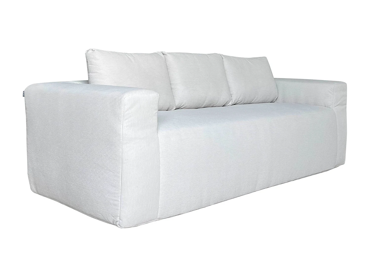 Canapé 3 places en tissu côtelé avec coussins écru L 200 cm