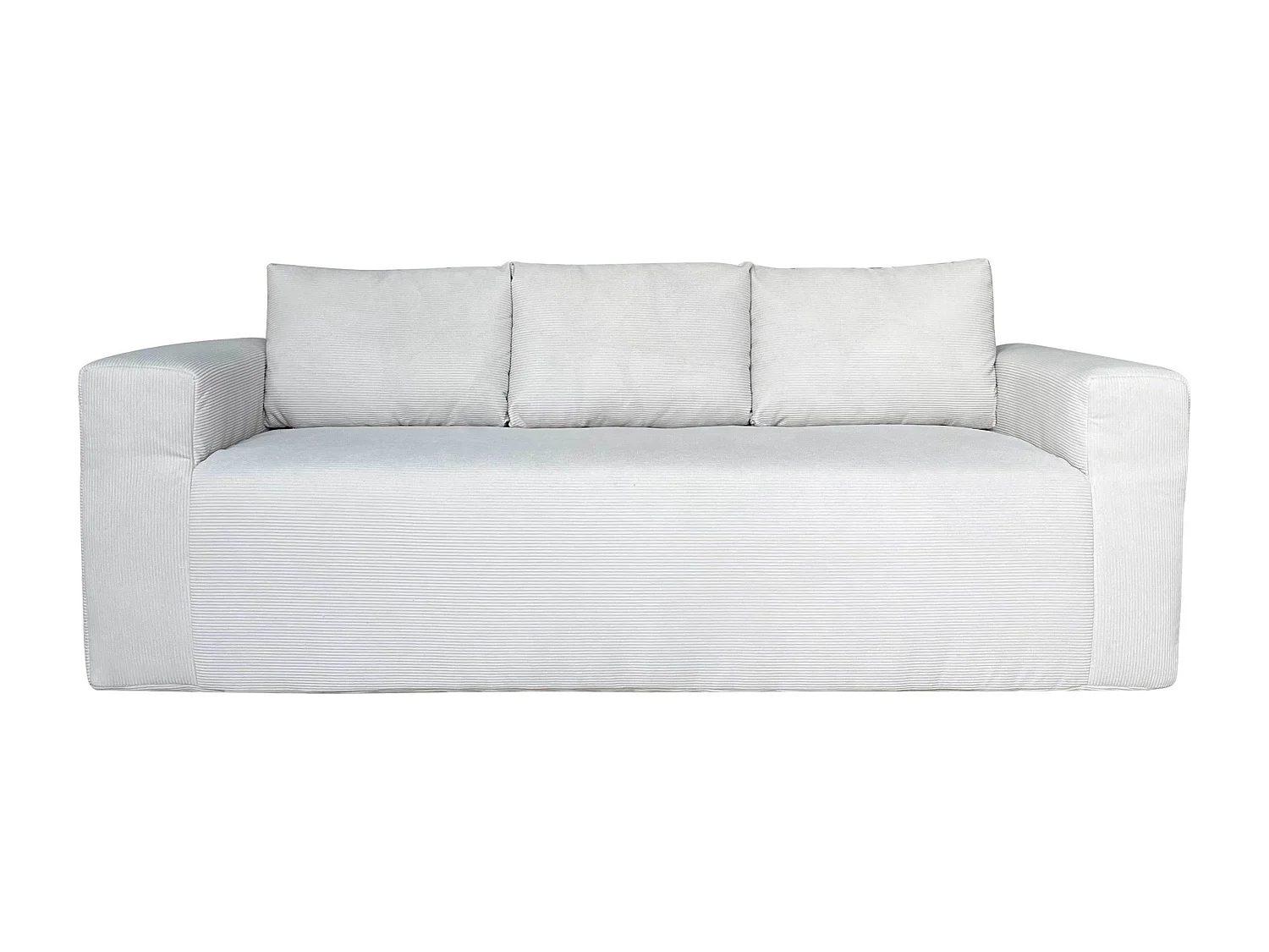 Canapé 3 places en tissu côtelé avec coussins écru L 200 cm