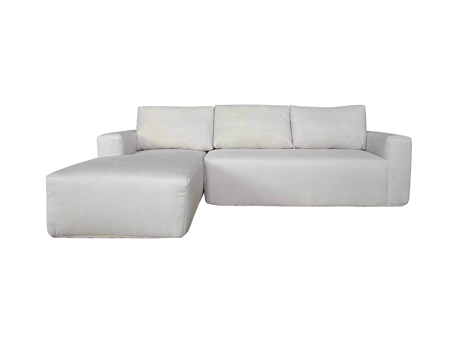 Canapé d'angle 4 places en tissu côtelé avec méridienne gauche écru