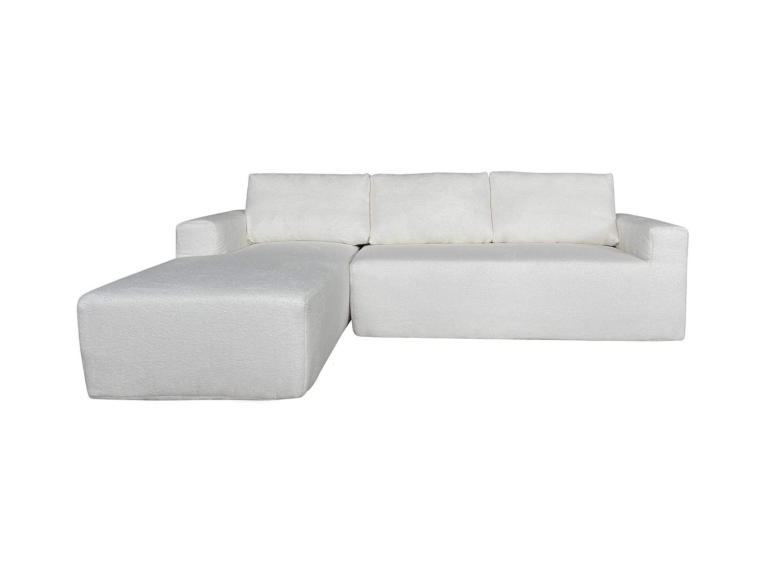 Canapé d'angle 4 places bouclette avec méridienne gauche  écru