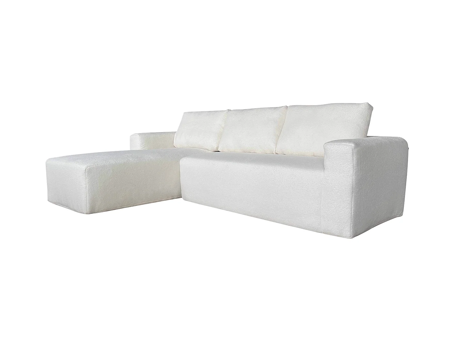 4-zits hoekbank in ecru met chaise longue links