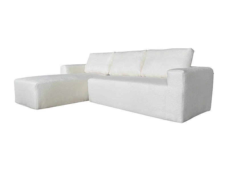 4-zits hoekbank in ecru met chaise longue links L 265 cm