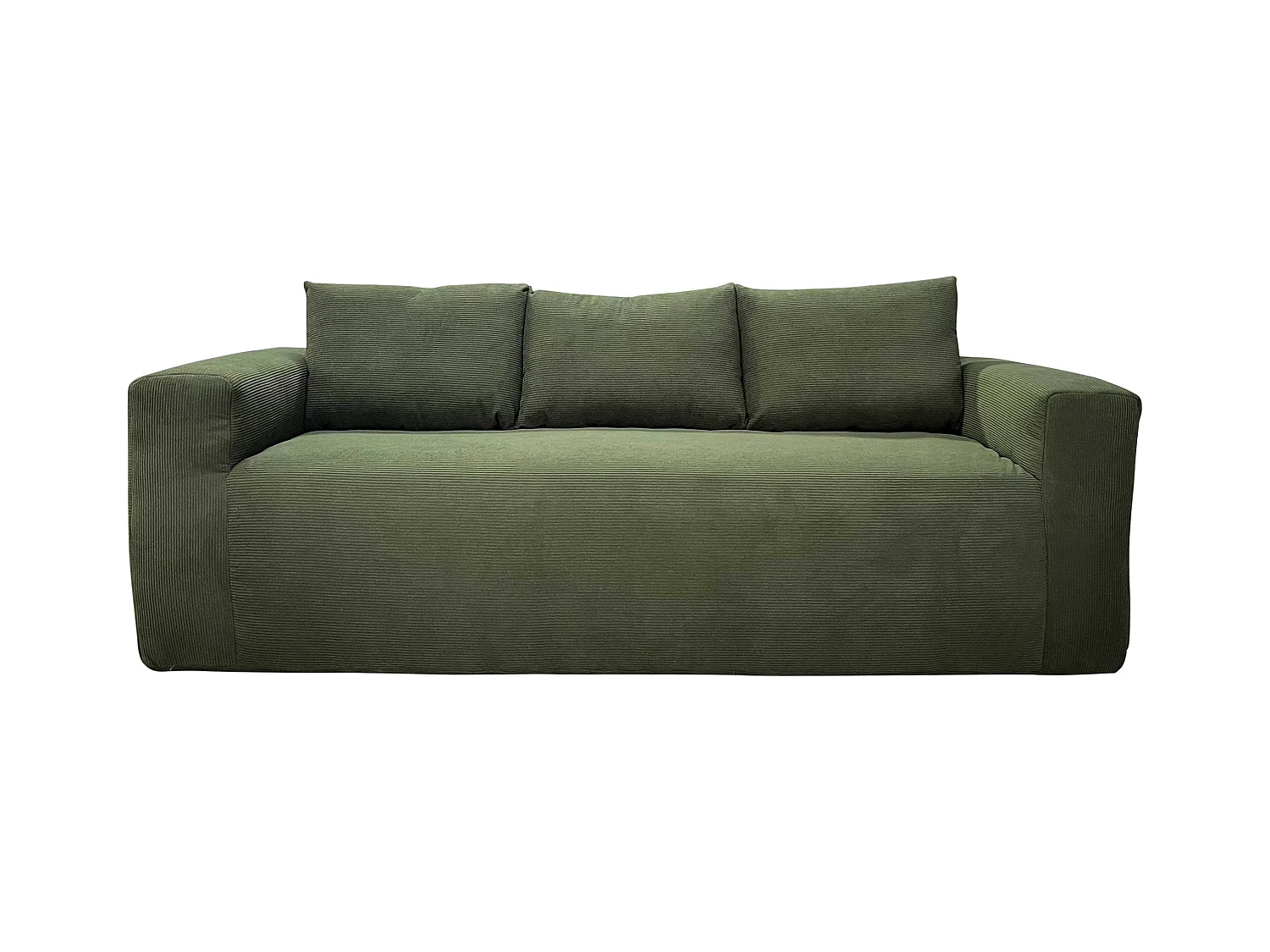 Canapé 3 places en tissu côtelé avec coussins vert