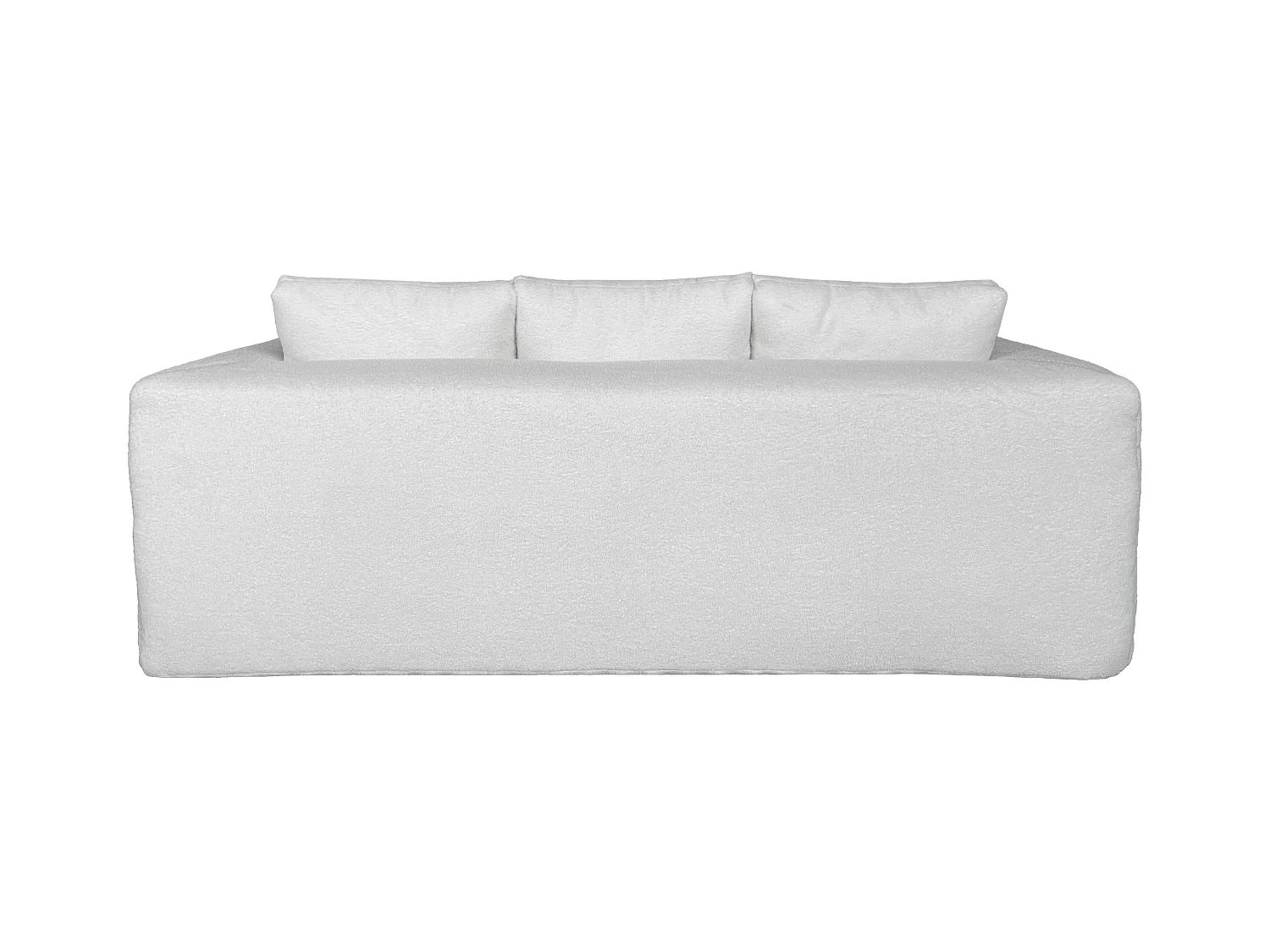 Canapé 3 places en tissu bouclette avec coussins écru