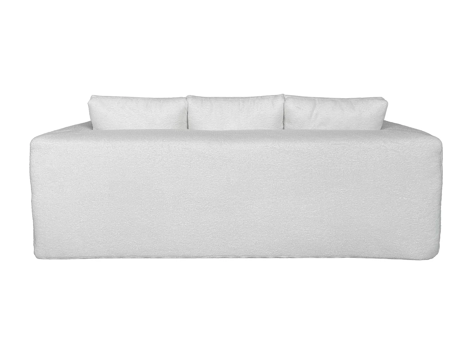 Canapé 3 places en tissu bouclette avec coussins écru L 200 cm