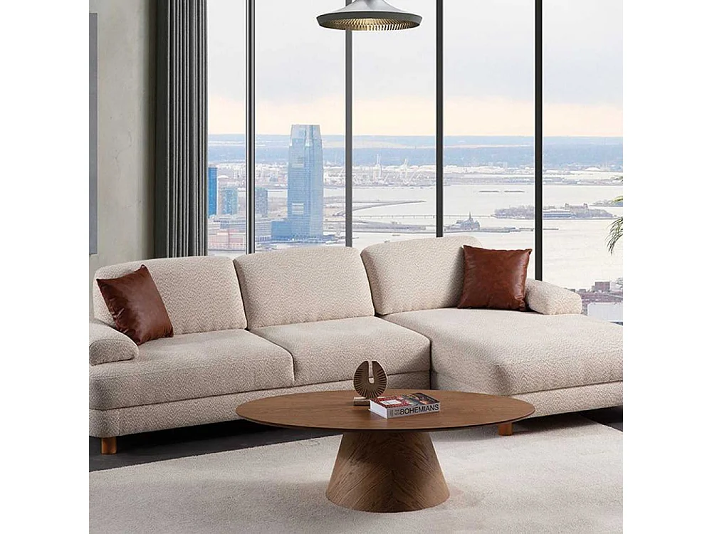 Canapé d'angle en crème tissu Nice L Angle à droite