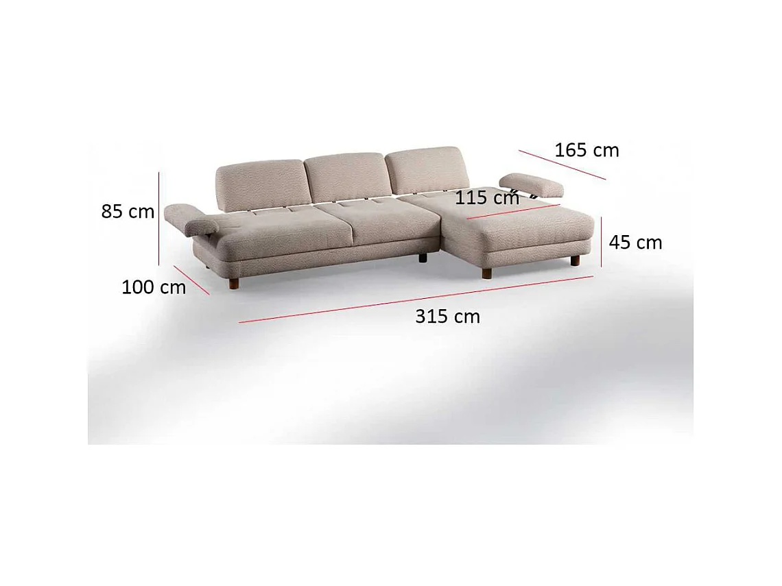 Canapé d'angle en crème tissu Nice L Angle à droite