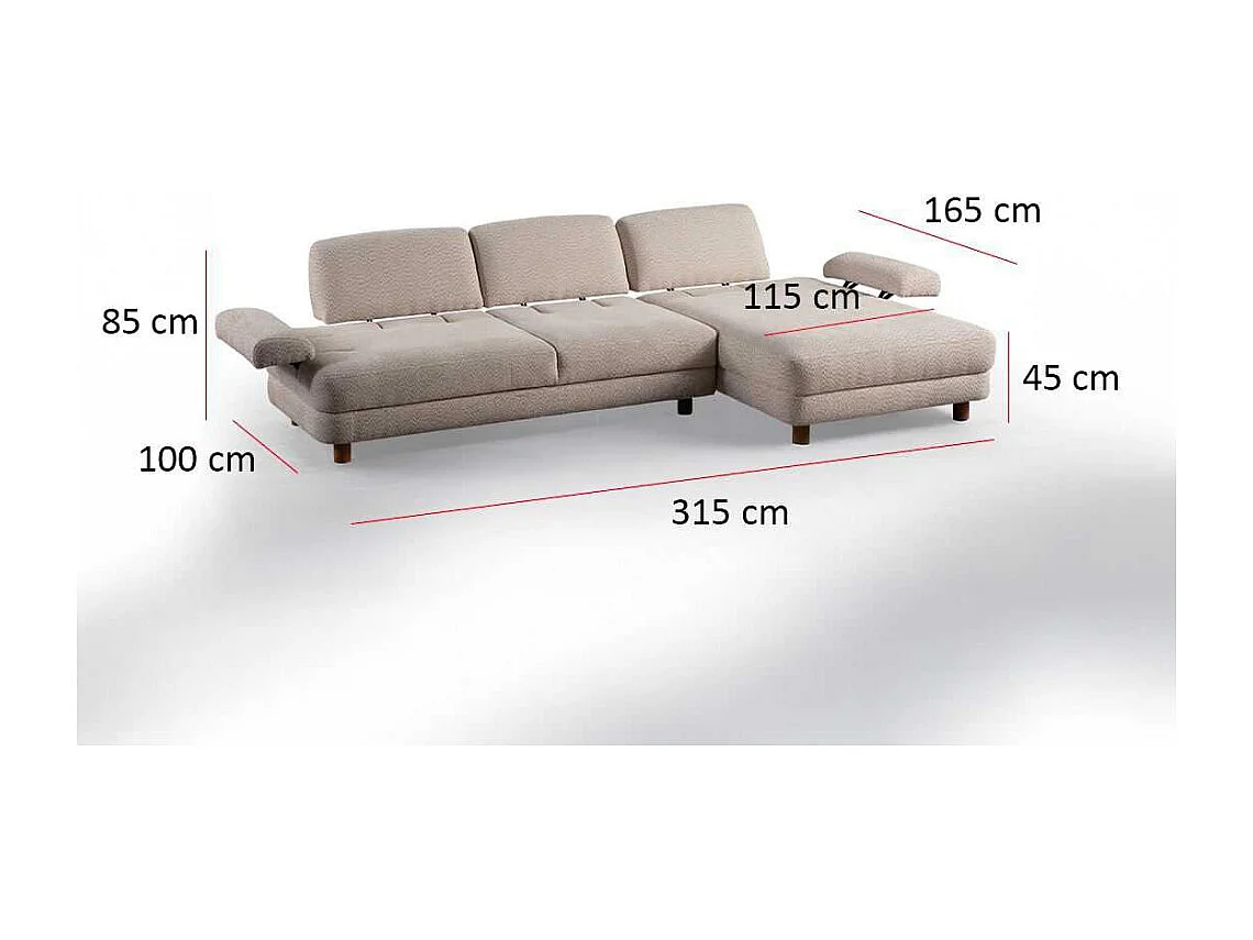 Canapé d'angle en crème tissu Nice L Angle à droite