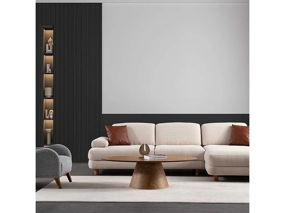 Canapé d'angle en crème tissu Nice L Angle à droite