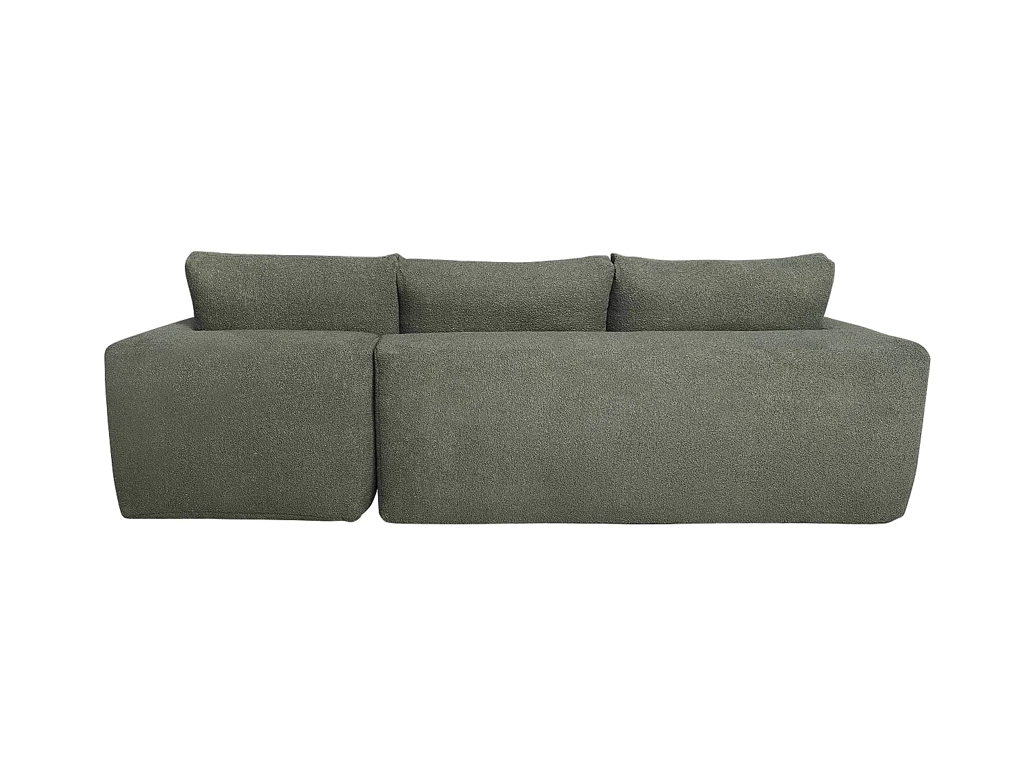 Canapé d'angle droit 4 places en tissu bouclette avec méridienne vert