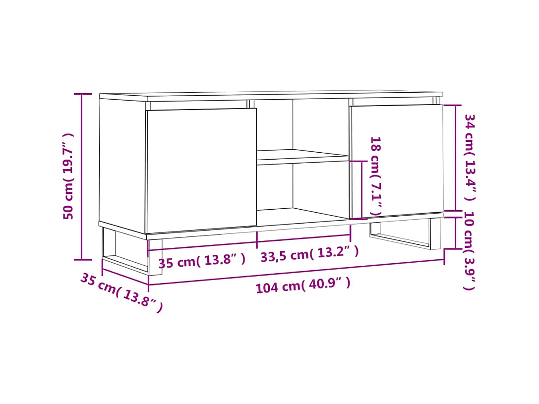 Meuble TV sonoma gris 104x35x50 cm bois d'ingénierie