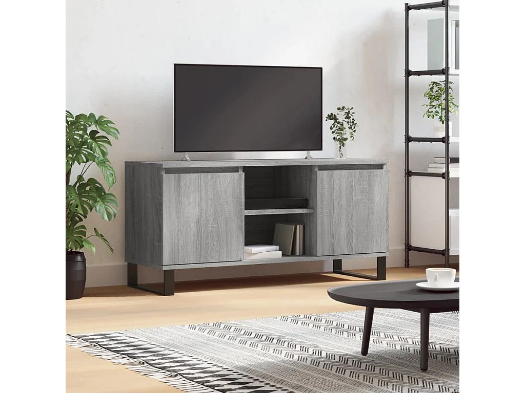 Mobile Porta TV Grigio Sonoma 104x35x50 cm in Legno Multistrato