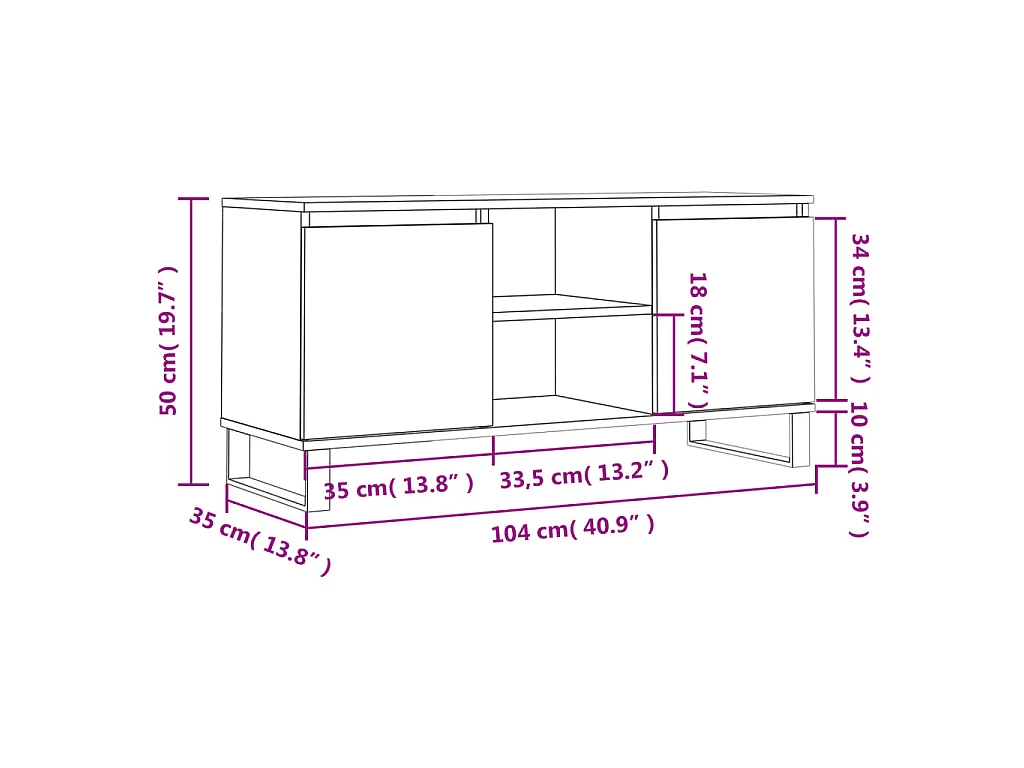 Mobile Porta TV Grigio Sonoma 104x35x50 cm in Legno Multistrato