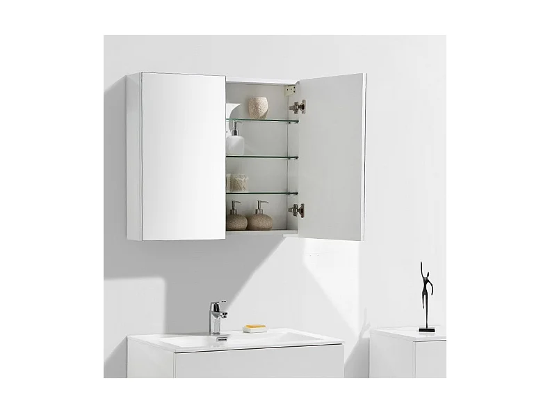 Ensemble de meubles salle de bain design SIENA largeur 80 cm blanc laqué Sans