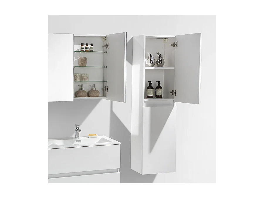 Ensemble de meubles salle de bain design SIENA largeur 80 cm blanc laqué Sans