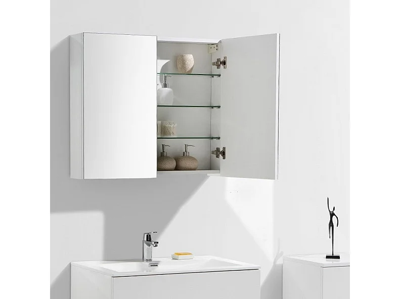 Ensemble de meubles salle de bain design SIENA largeur 80 cm blanc laqué Sans