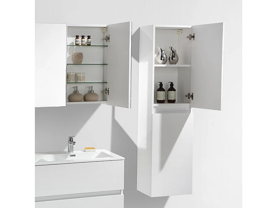 Ensemble de meubles salle de bain design SIENA largeur 80 cm blanc laqué Sans