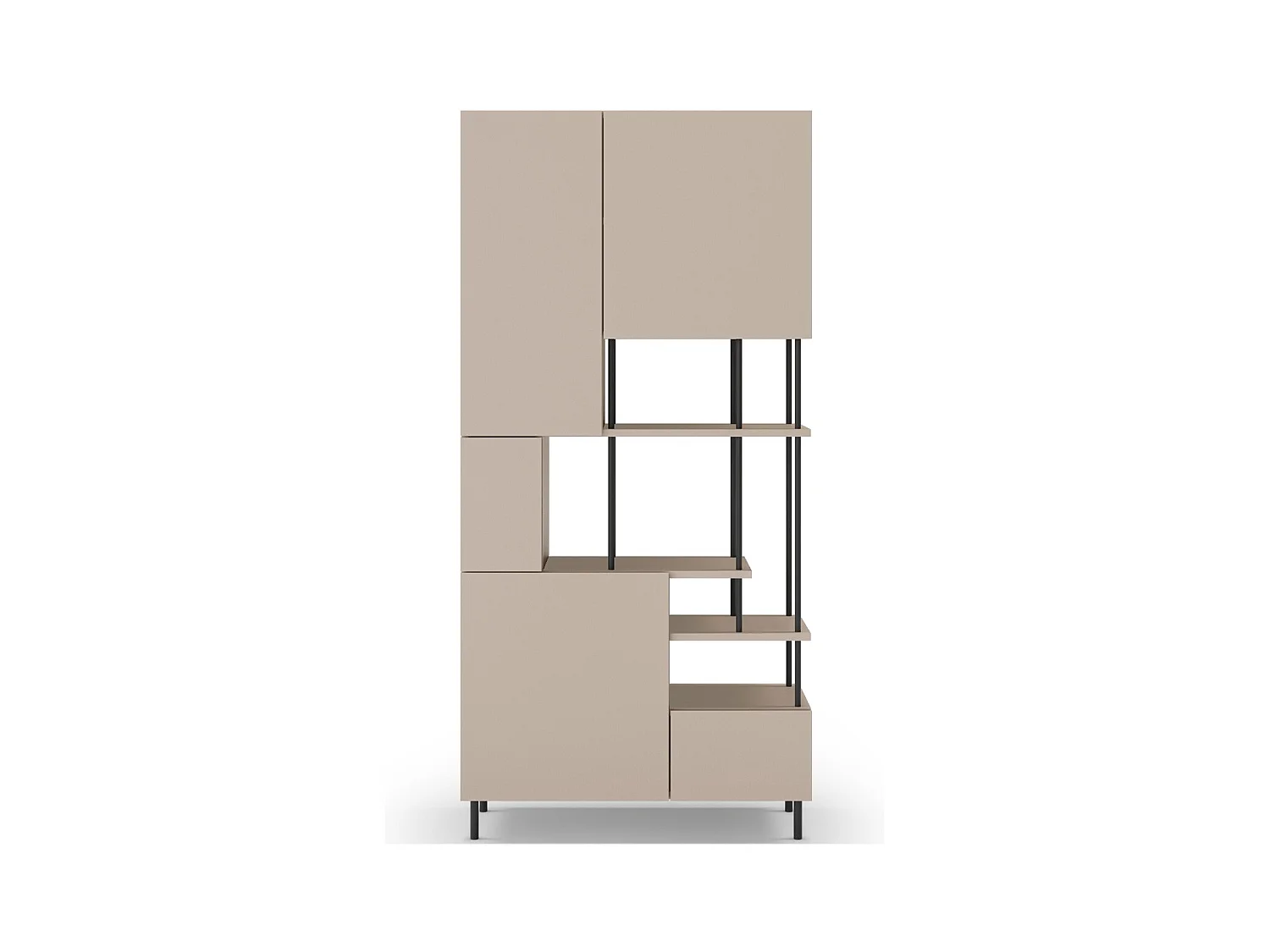 Bibliothèque 6 niveaux 5 portes beige 84 cm - Lise