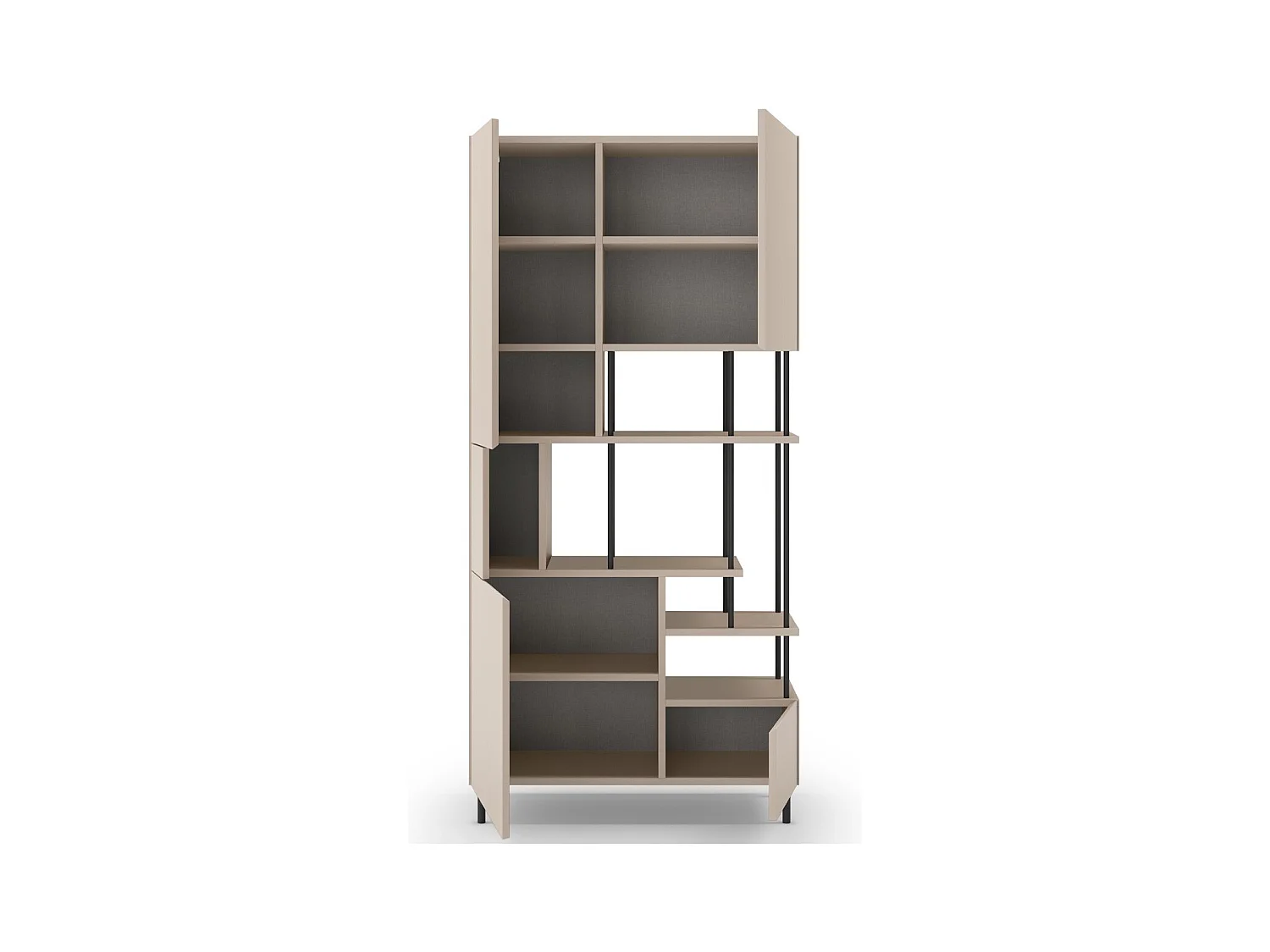 Bibliothèque 6 niveaux 5 portes beige 84 cm - Lise