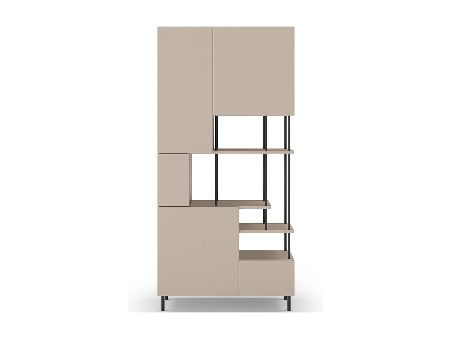 Bibliothèque 6 niveaux 5 portes beige 84 cm - Lise