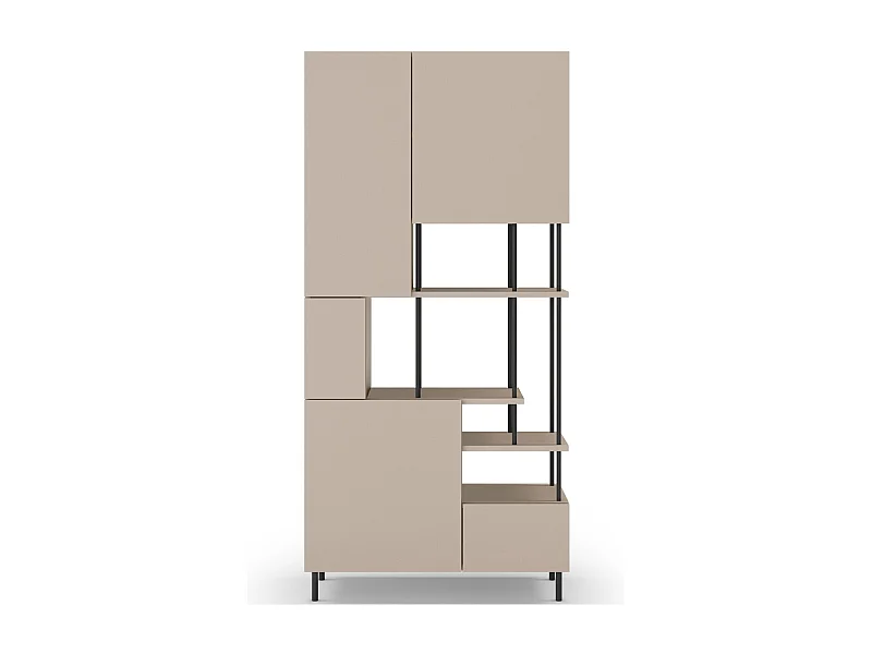 Bibliothèque 6 niveaux 5 portes beige 84 cm - Lise