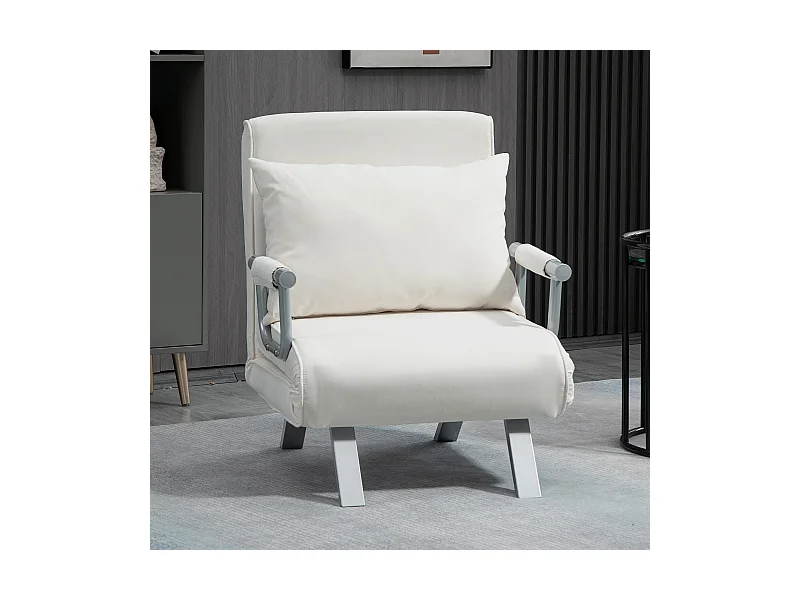 Sedia illuminata convertibile 3-en-1 pieghevole in poliestere con accoudoirs matelas pliant crema 65x69 cm