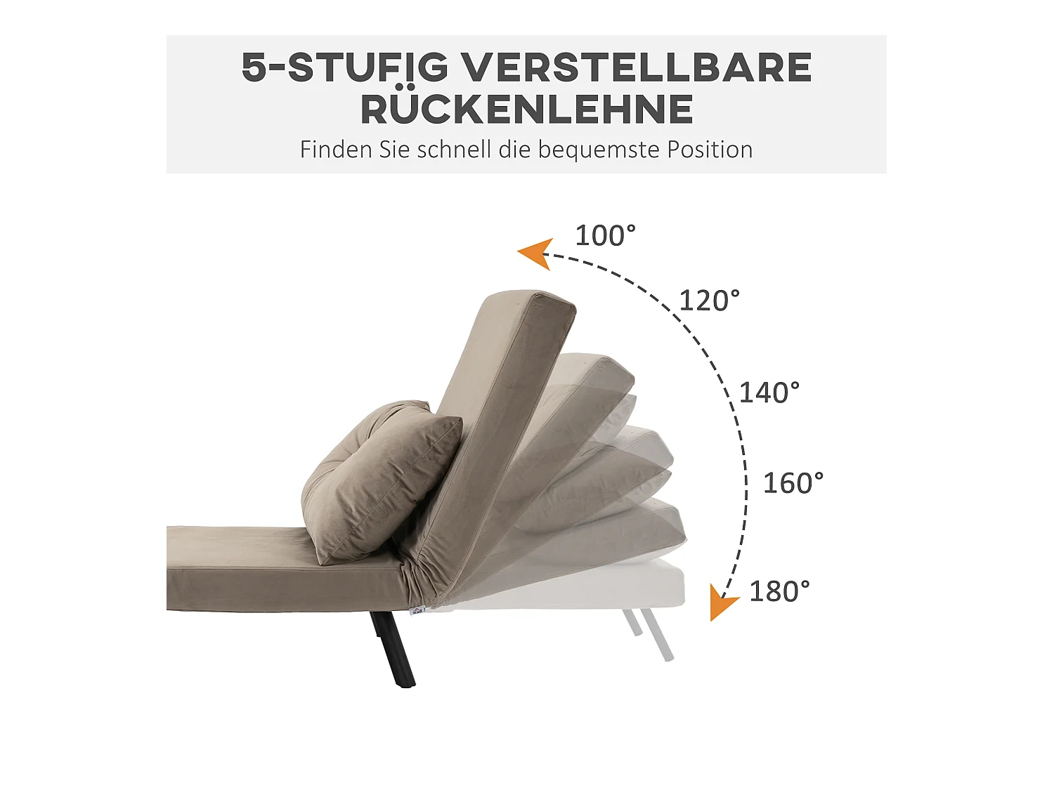 Sillón cama convertible en terciopelo con respaldo regulable en 5 posiciones para salón o dormitorio 63x73 cm beige