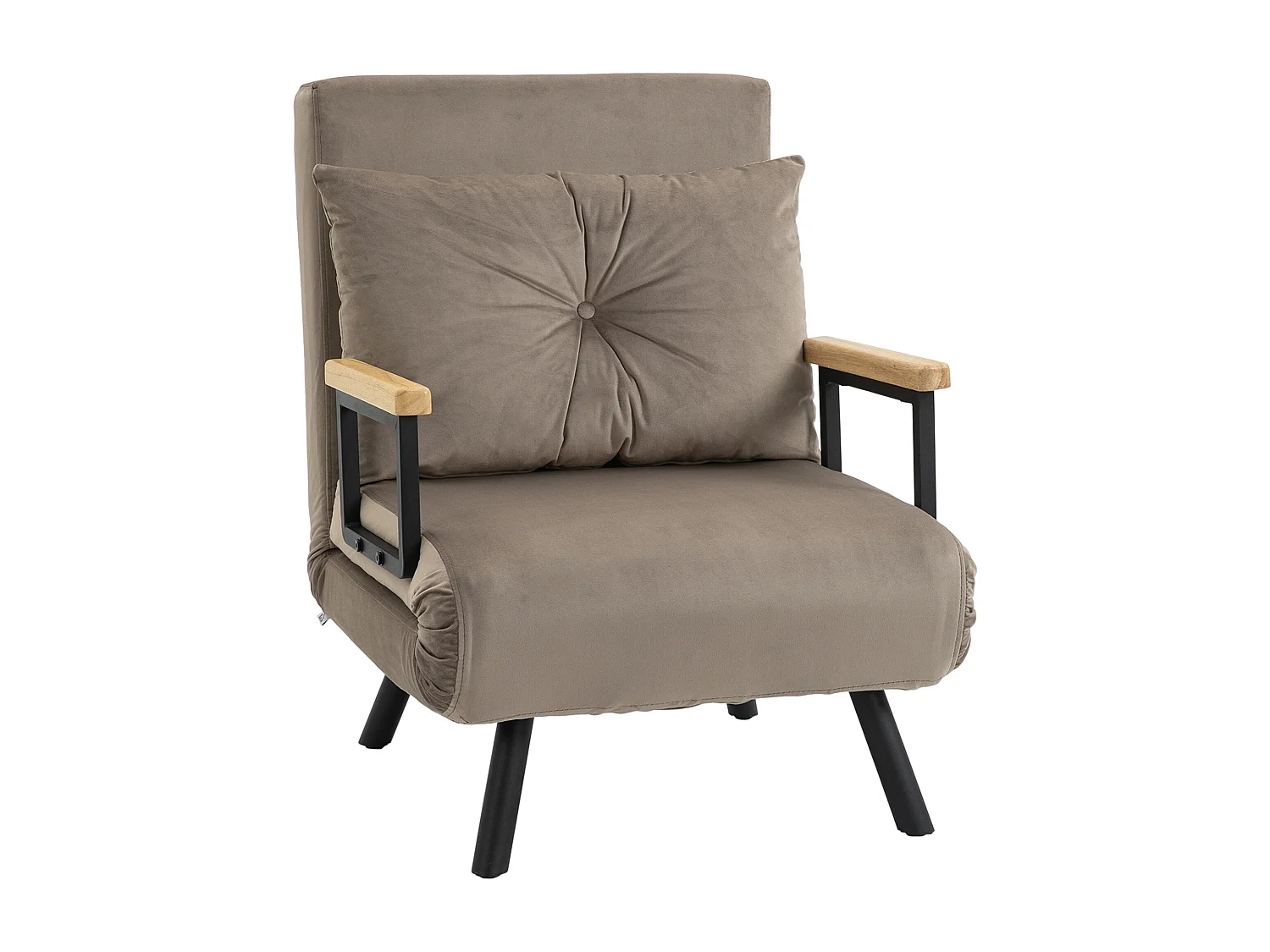 Poltrona illuminata convertibile in velluto con cassettiera regolabile in 5 posizioni per salone o camera 63x73 cm beige