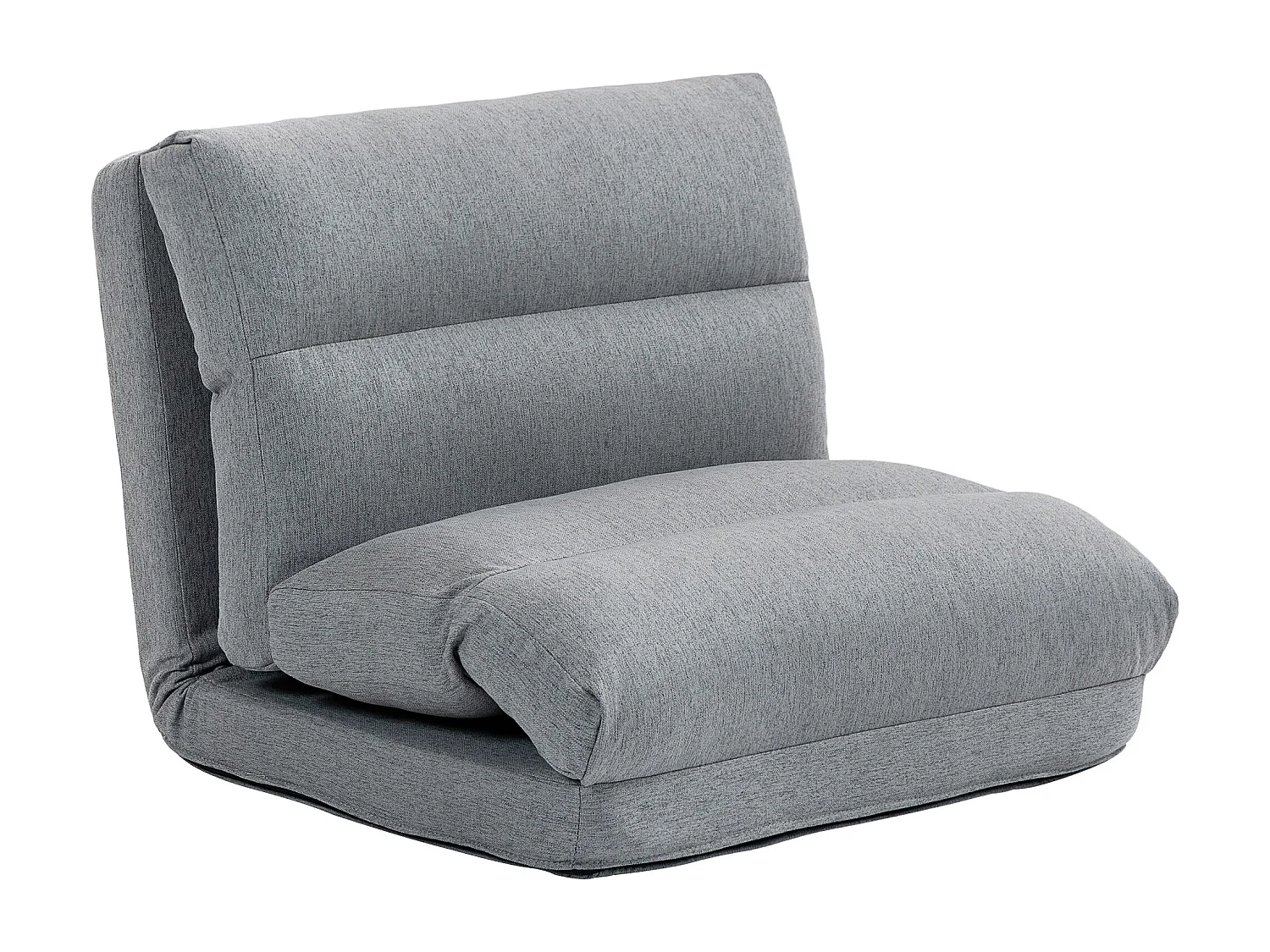 Sillón bajo plegable de lino gris con 6 posiciones, convertible en cama de salón 70x41x56 cm