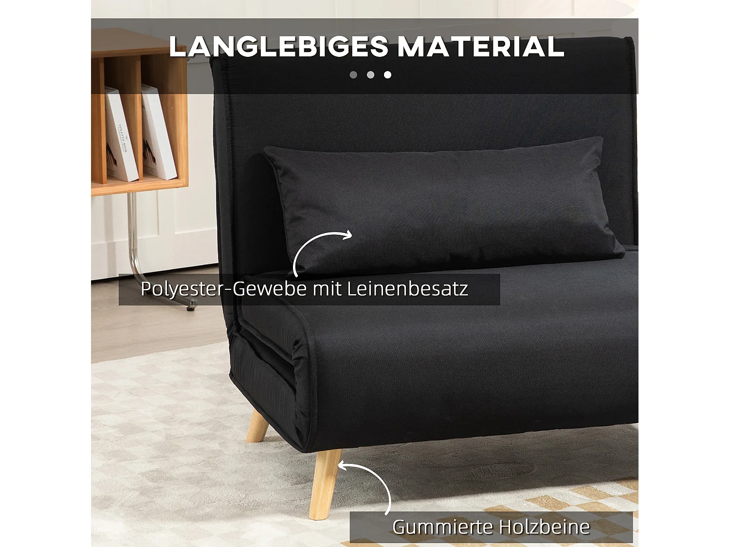 Poltrona cama e sofá-cama 2 em 1 até 350 kg, encosto ajustável, tecido efeito linho