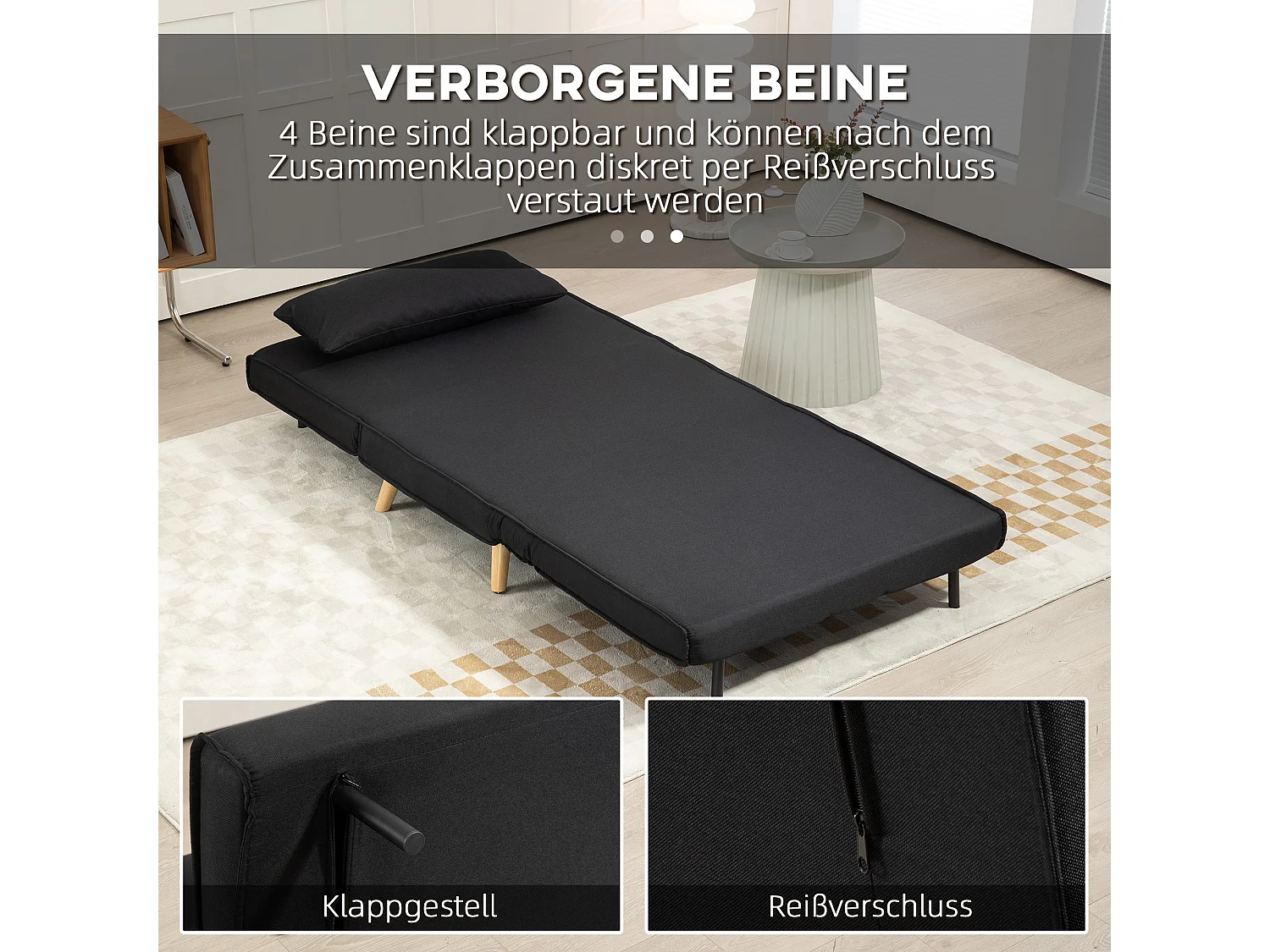 Poltrona cama e sofá-cama 2 em 1 até 350 kg, encosto ajustável, tecido efeito linho