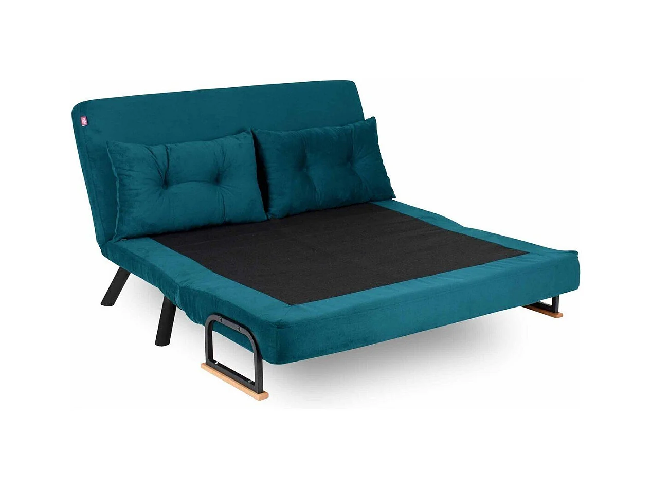 Canapé lit 2 places convertible en tissu avec pieds en métal L133 cm - SANDO