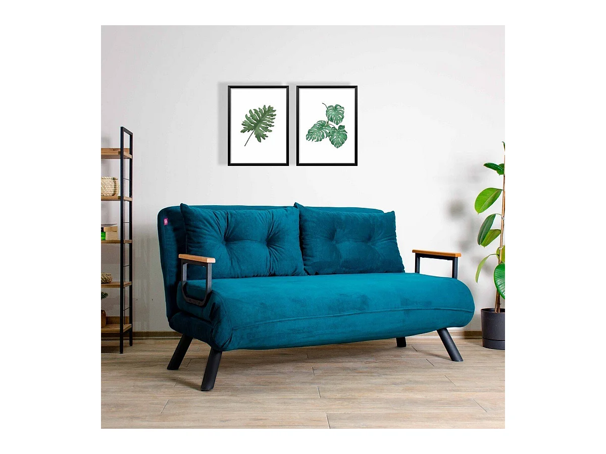 Canapé lit 2 places convertible en tissu avec pieds en métal L133 cm - SANDO