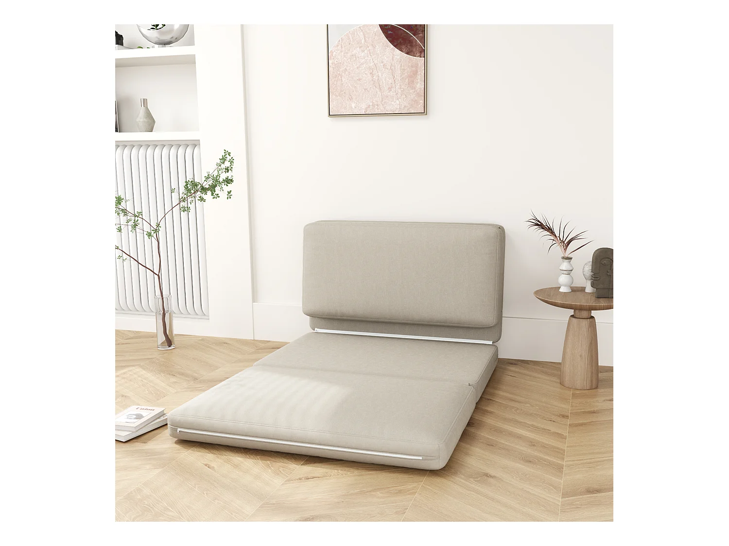 Sofá-cama conversível de veludo 3 em 1 Bodensofa estofado bege 240 kg