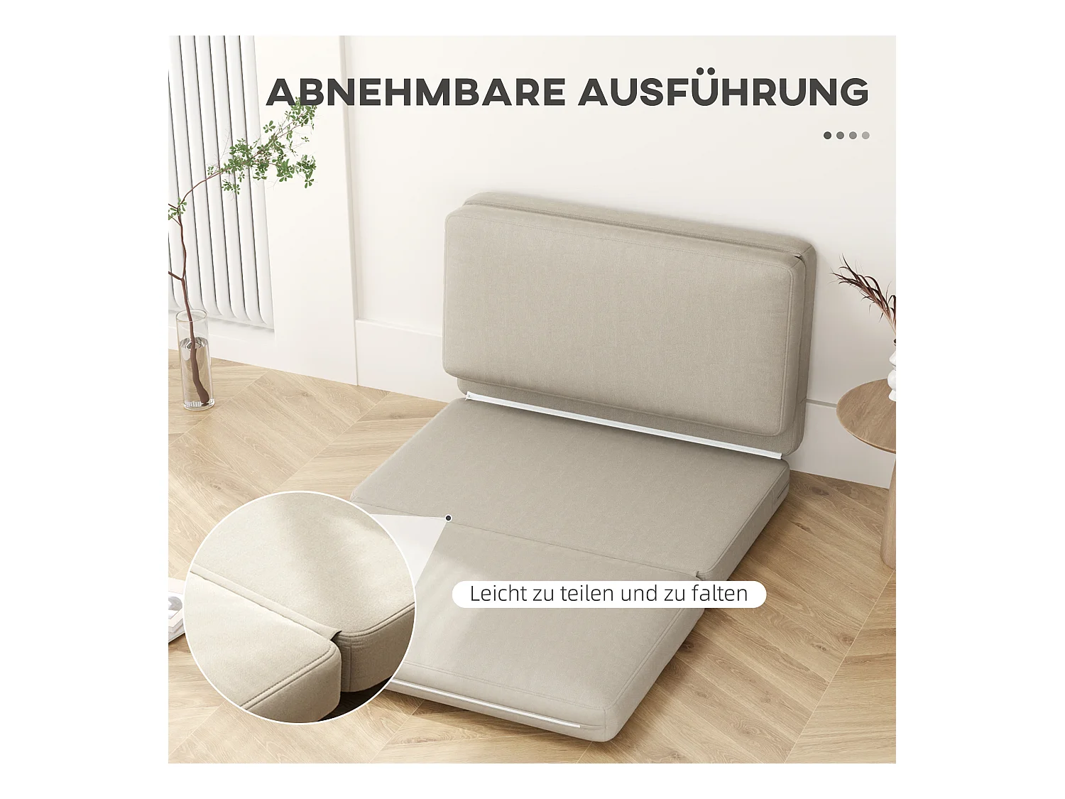 Sofá-cama conversível de veludo 3 em 1 Bodensofa estofado bege 240 kg