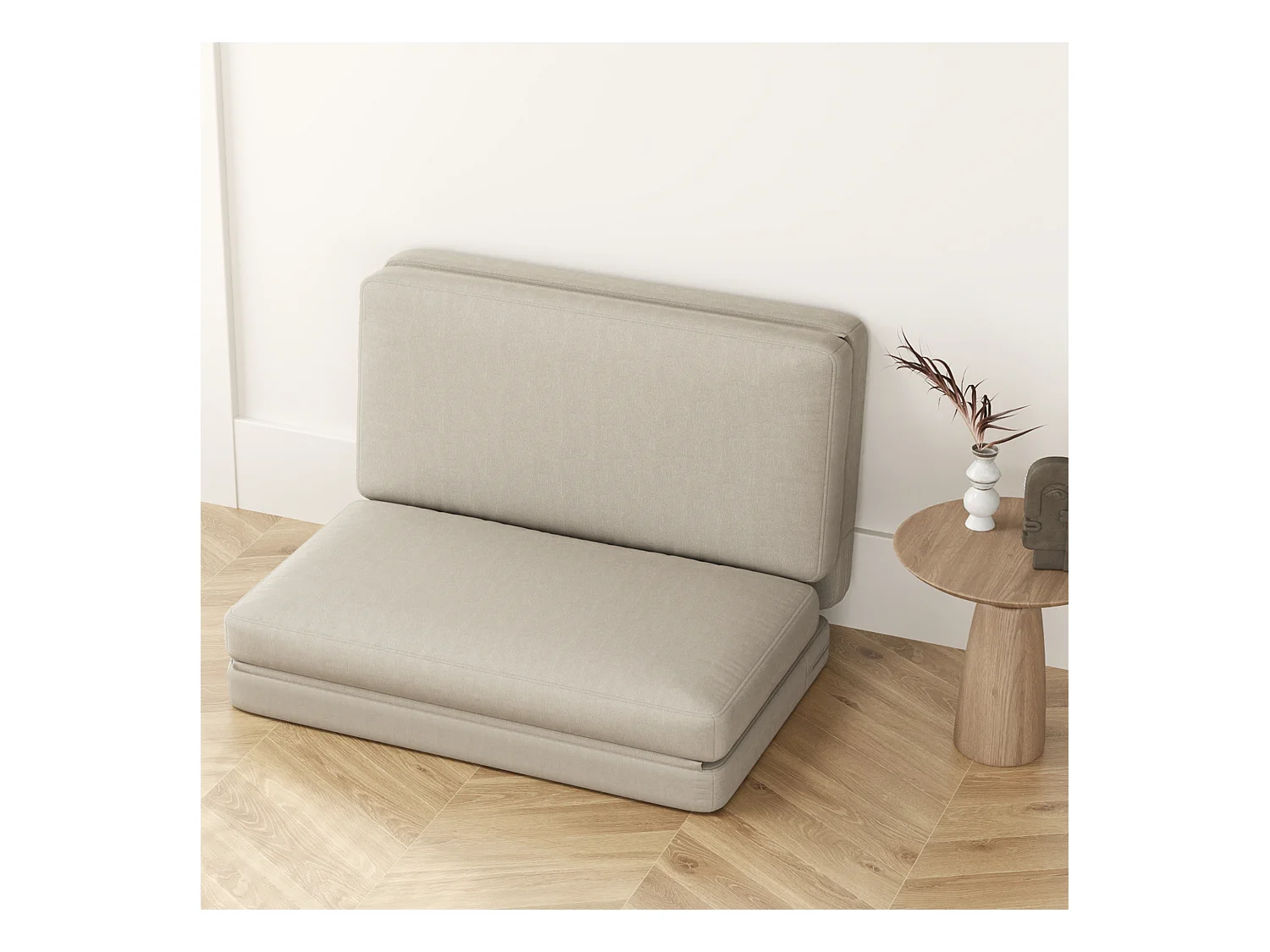 Sofá-cama conversível de veludo 3 em 1 Bodensofa estofado bege 240 kg