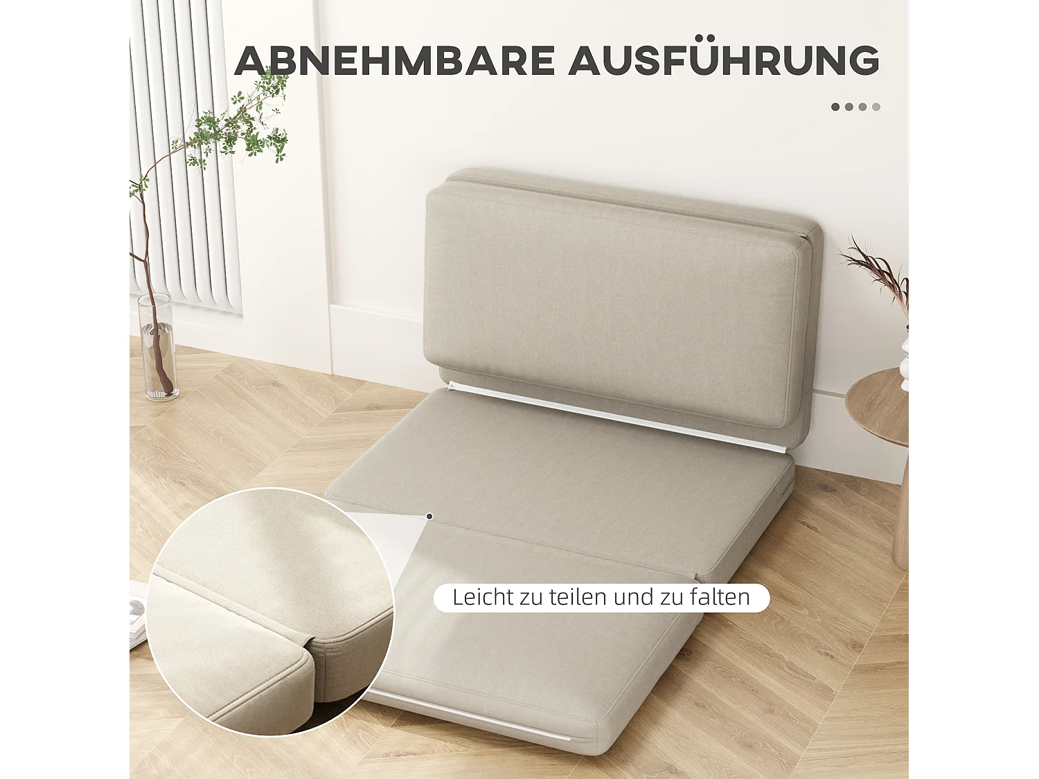 Bodensofa 3‑en‑1 velour trasformabile canapé-lit rembourré beige 240 kg
