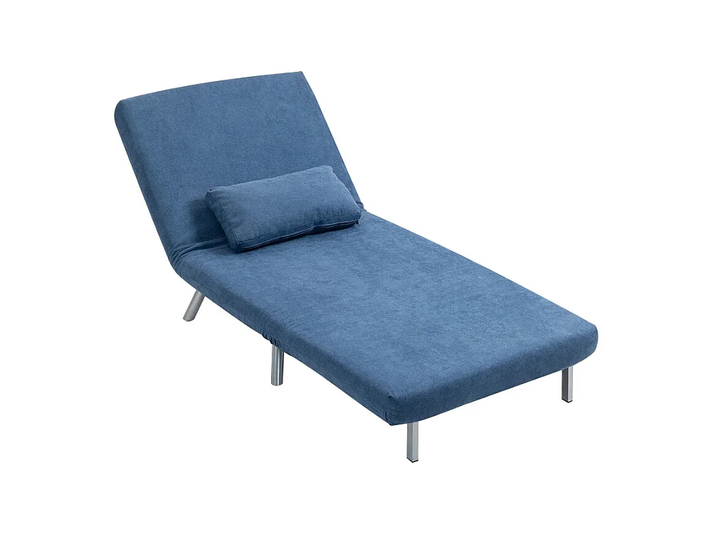Polstersessel Conversível 2 em 1, Poltrona Relaxante com Cama Dobrável, Tecido, Sala de Estar e Quarto, Azul, 80 x 75 x 83 cm