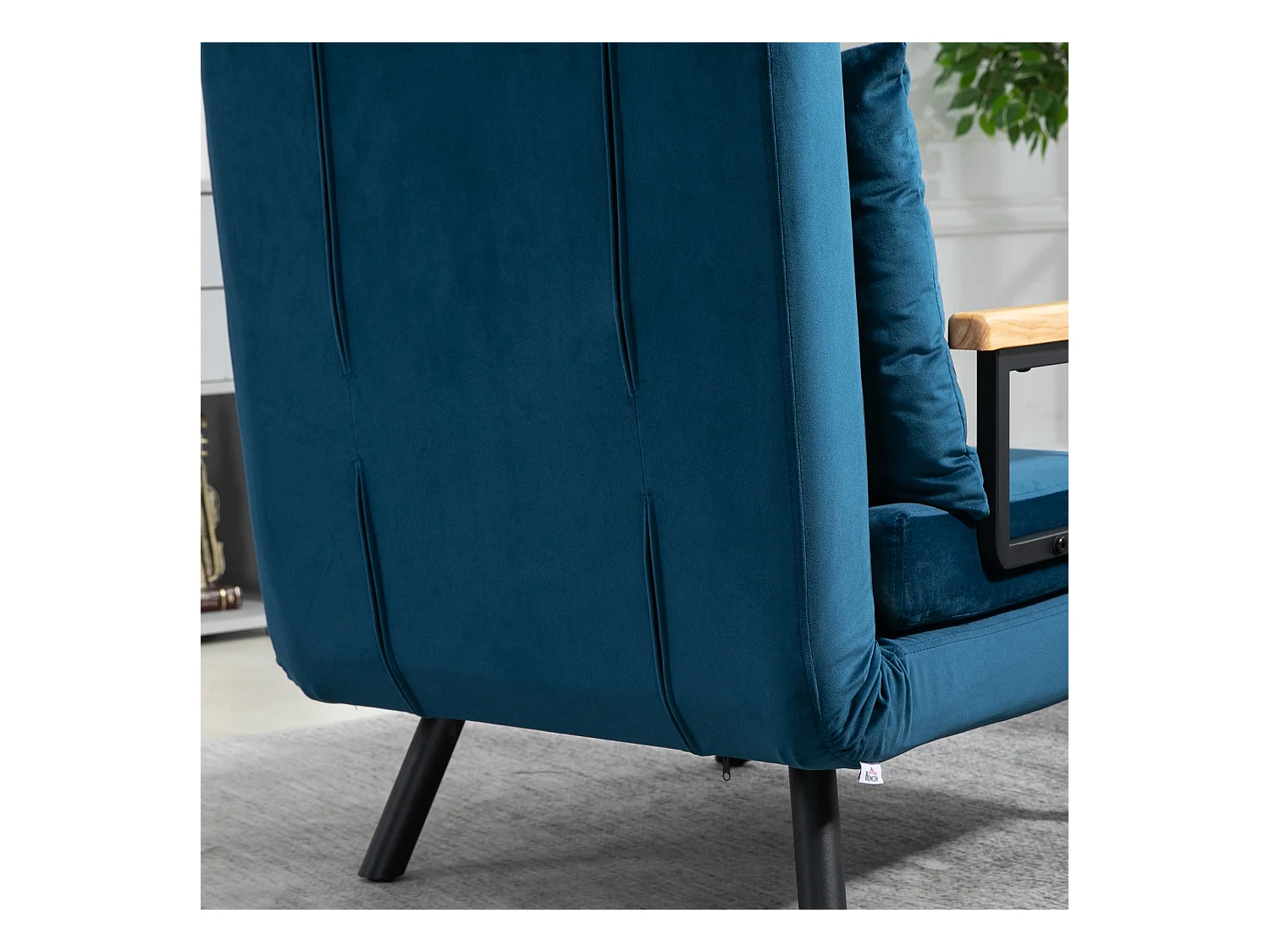 Divano convertibile in velluto con funzione illuminata e dossier regolabile salon bleu 63x73x81cm