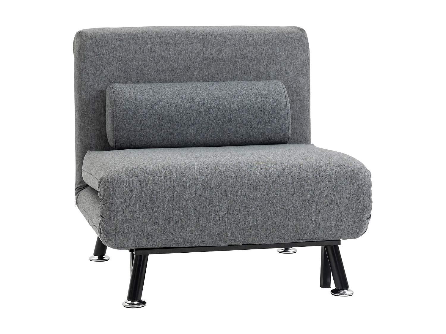 Sillón plegable convertible 2 en 1 de poliéster gris oscuro para salón o dormitorio 75x70x75 cm