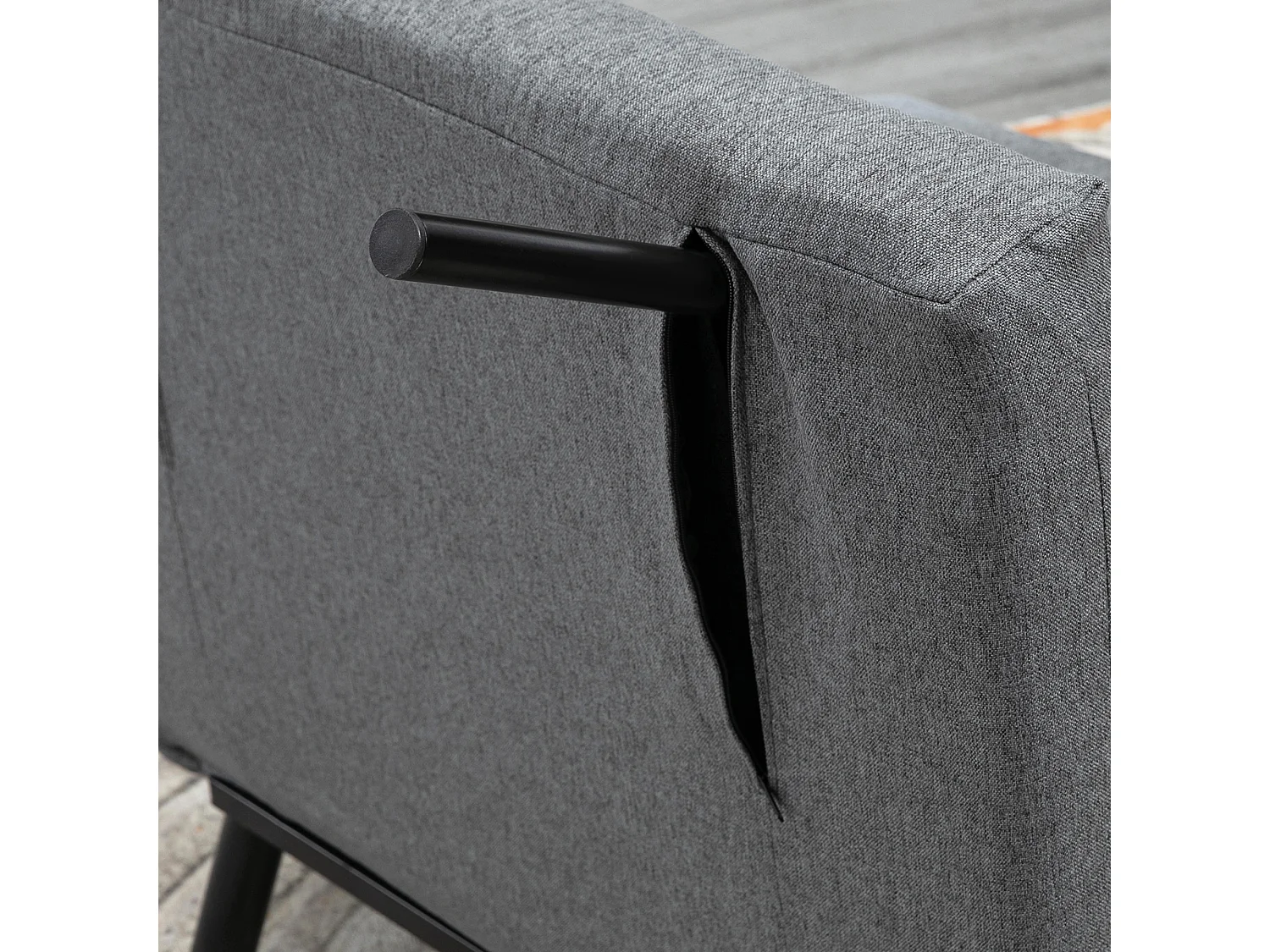 Sillón plegable convertible 2 en 1 de poliéster gris oscuro para salón o dormitorio 75x70x75 cm