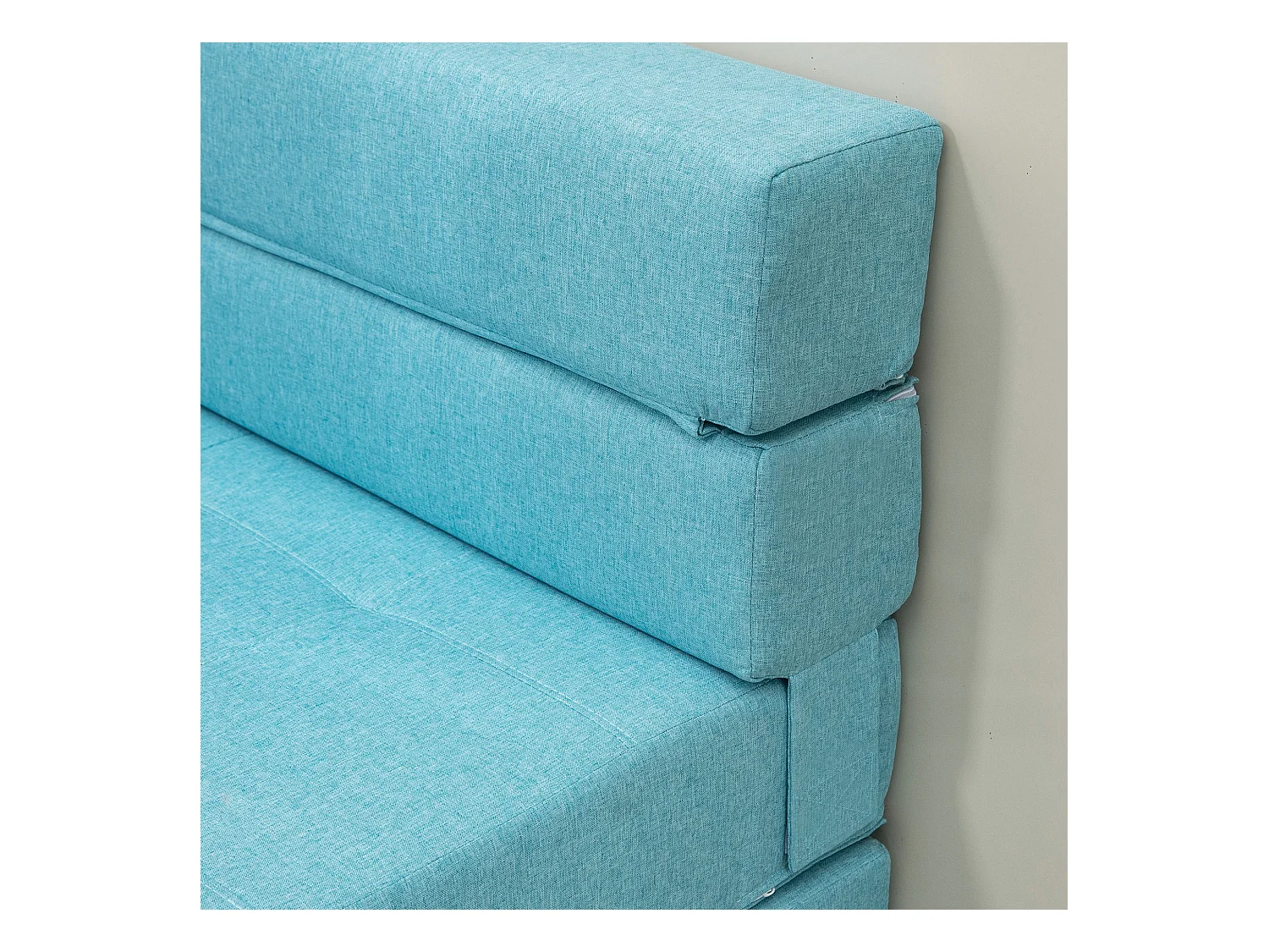 Poltrona-cama dobrável 2 em 1 em tecido efeito linho com encosto ajustável e almofada azul 70x70 cm