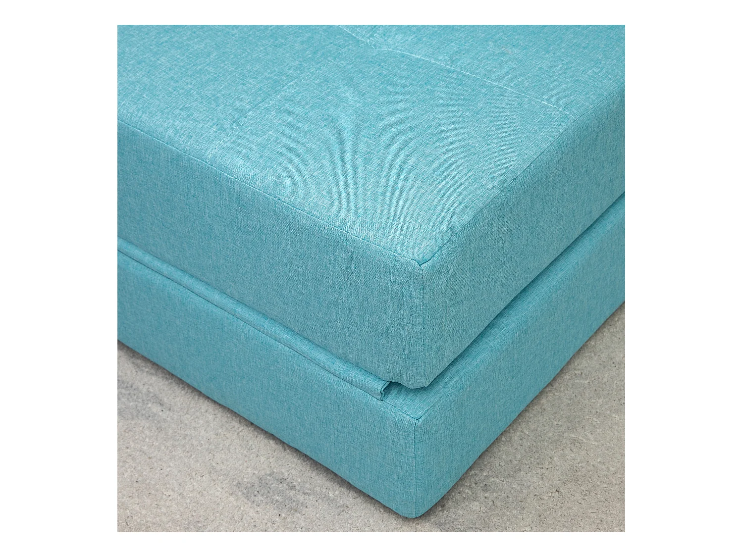 Poltrona-cama dobrável 2 em 1 em tecido efeito linho com encosto ajustável e almofada azul 70x70 cm