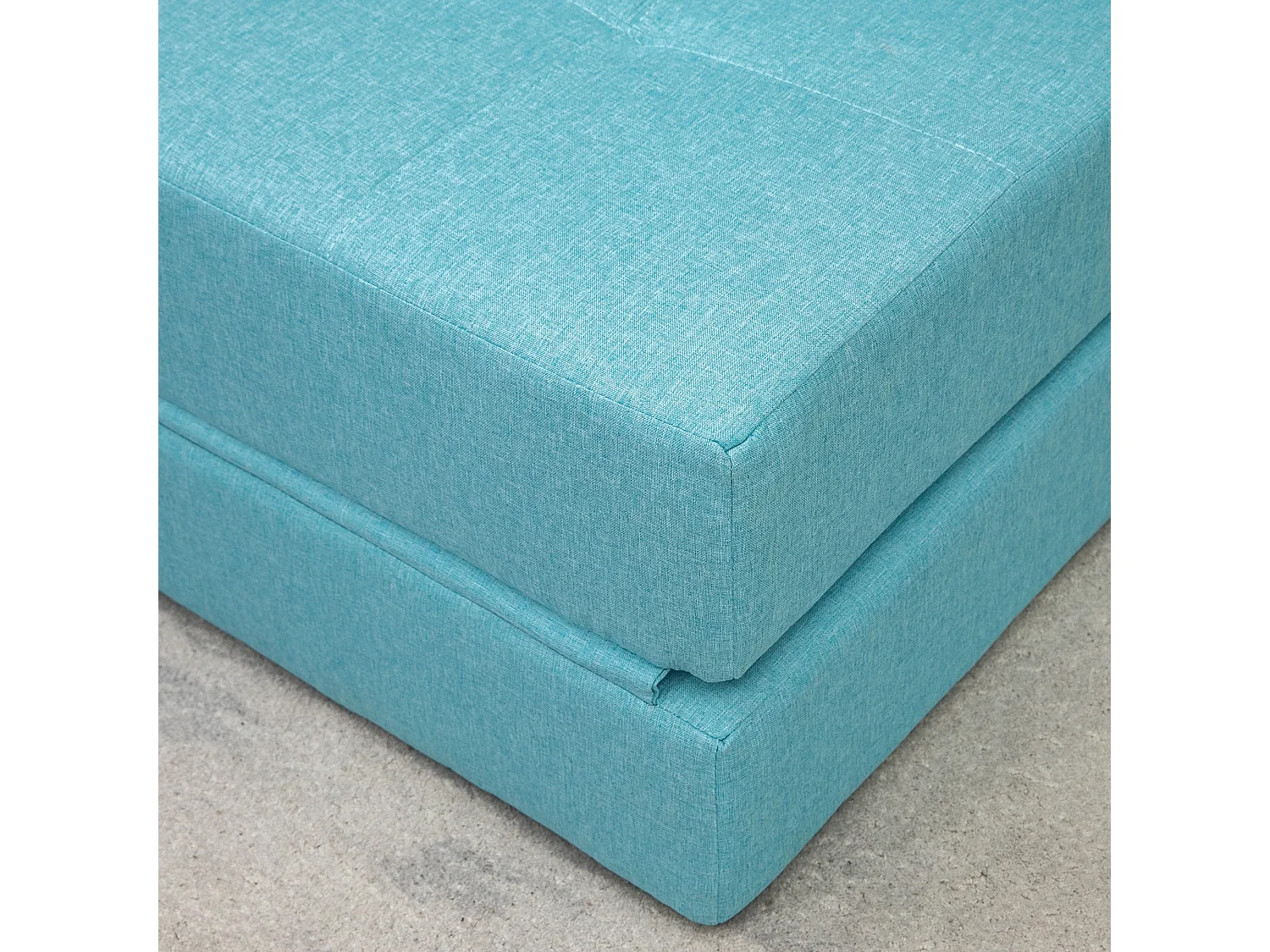 Poltrona-cama dobrável 2 em 1 em tecido efeito linho com encosto ajustável e almofada azul 70x70 cm