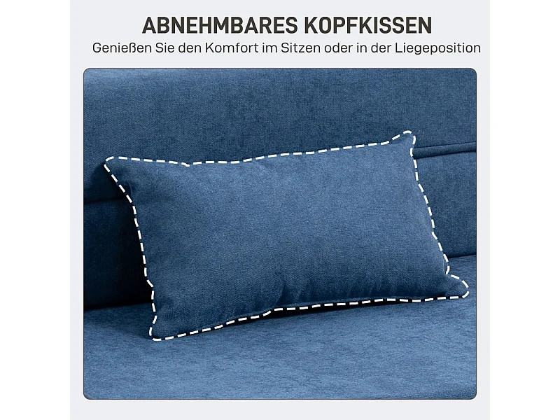 Sofá-cama conversível 3 em 1 de flanela, poltrona relaxante com almofada azul escuro