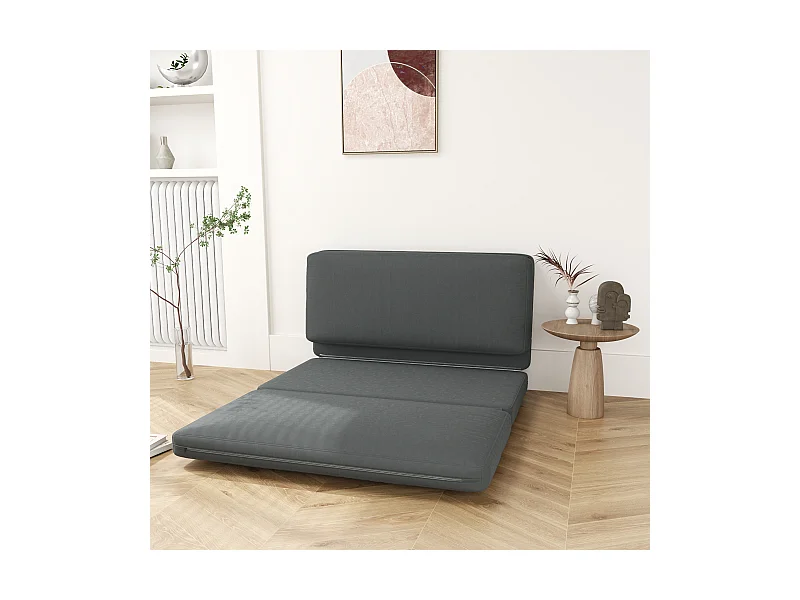 Sofá cama convertible 3 en 1 Bodensofa de terciopelo, tapizado en gris oscuro, 240 kg
